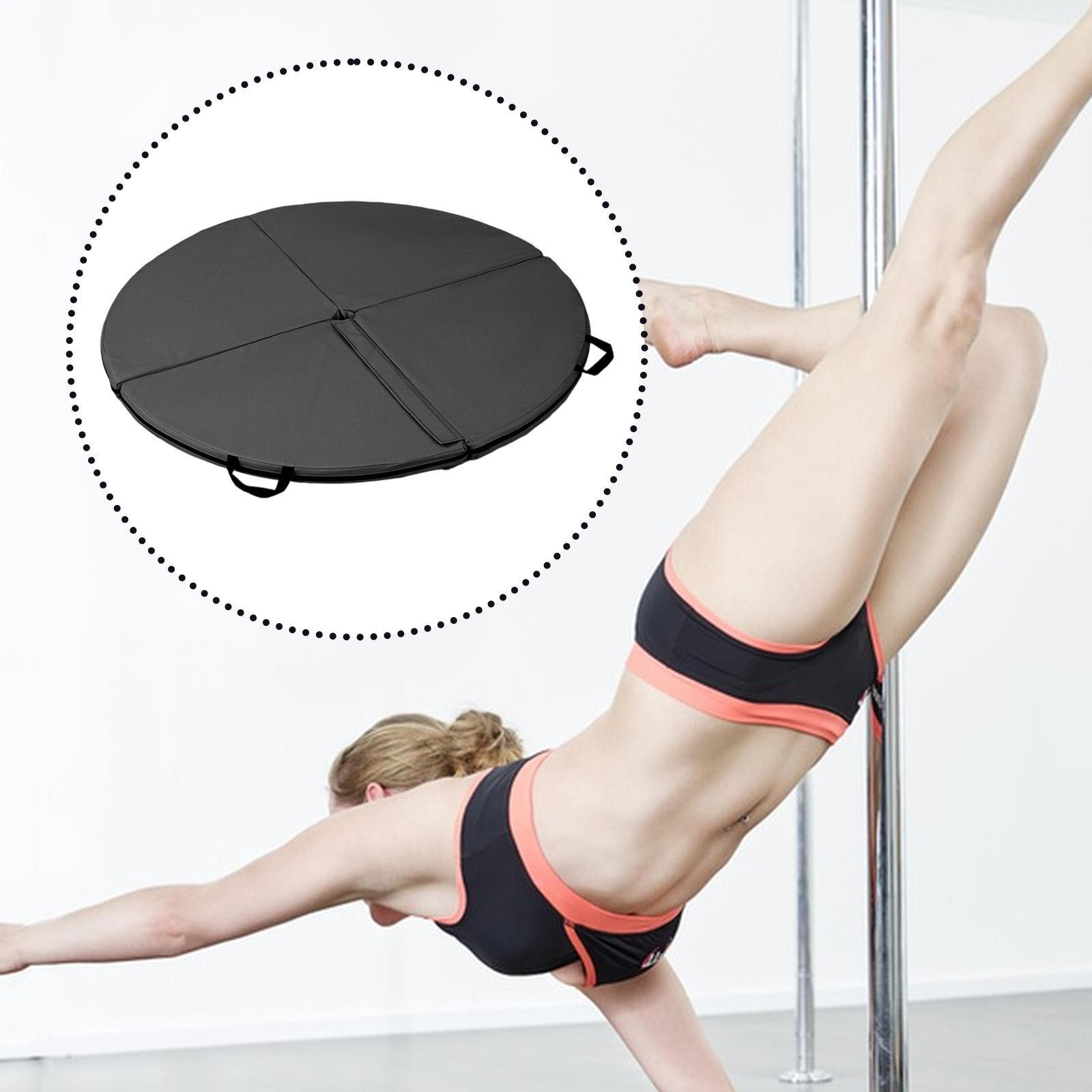 Folding Pole Dance Mat Black Convenient Equipment Lightweight PU Cover Portable