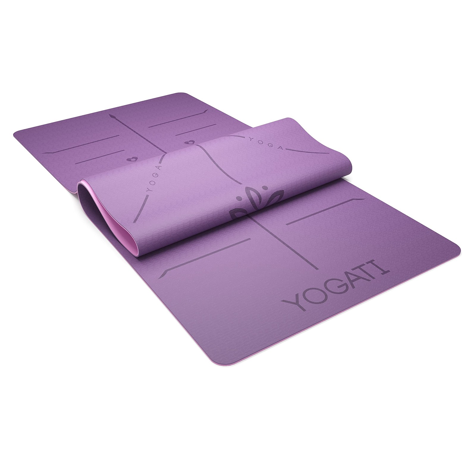 Yoga Mat with Alignment Lines. Exercise mat with carry strap. Pilates mats fo…