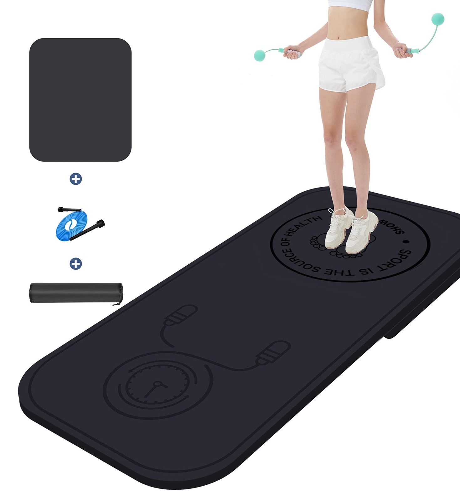 Rope Skipping Sports Shockproof Exercise Mat, All-Purpose Extra Thick High De…