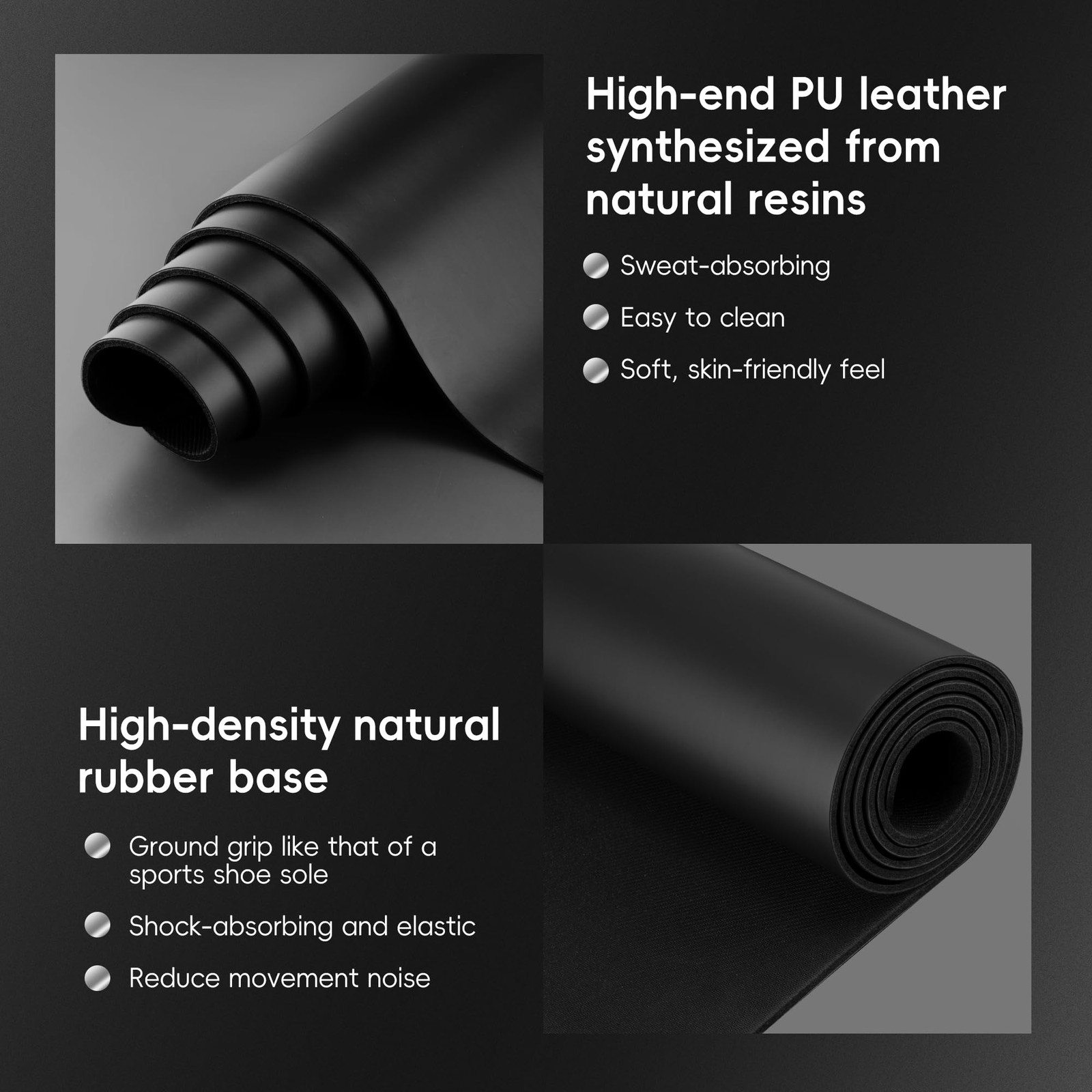Professional PU & Natural Rubber Yoga Mat – Non Slip 5mm Thick Workout Mats f…