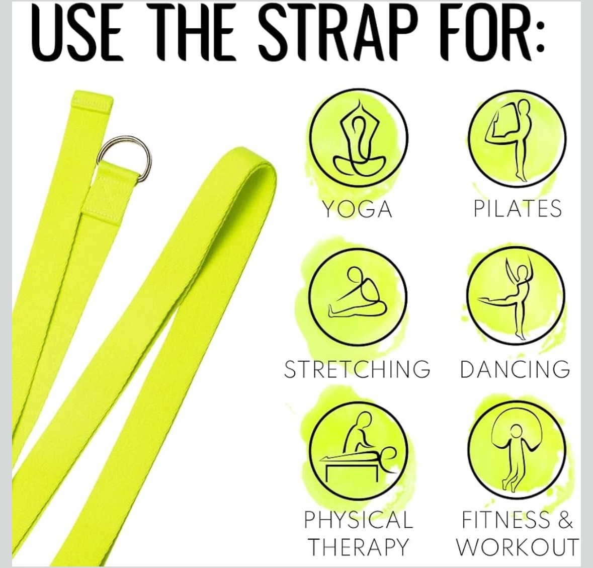 TECEUM Yoga Strap & Mat Strap – 2 IN 1 – Cotton – 10 ft..
