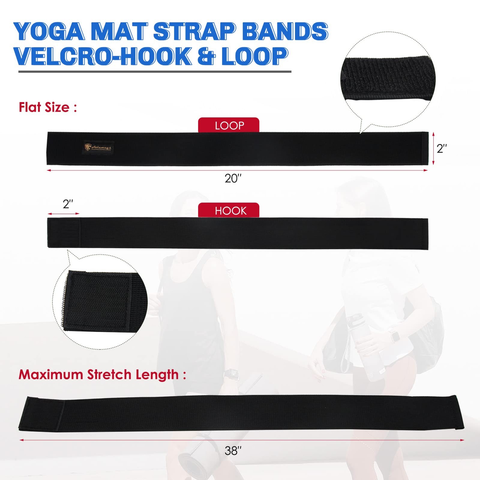 Yoga Mat Strap,Heavy Duty Bungee Straps Band,Wrap Organizer for Yoga Mat/Workout