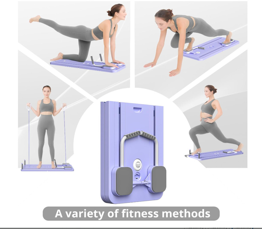 5 in 1 Pilates Sliding Board Set, Multi-Purpose Foldable Pilates Purple