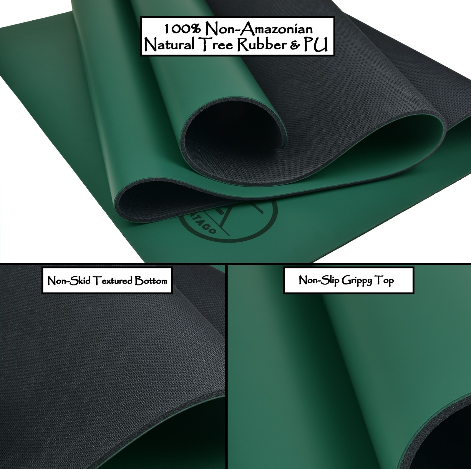 Tatago Pro Series Natural Rubber Yoga Mat for Hot Yoga and Pilates Exercise Mat