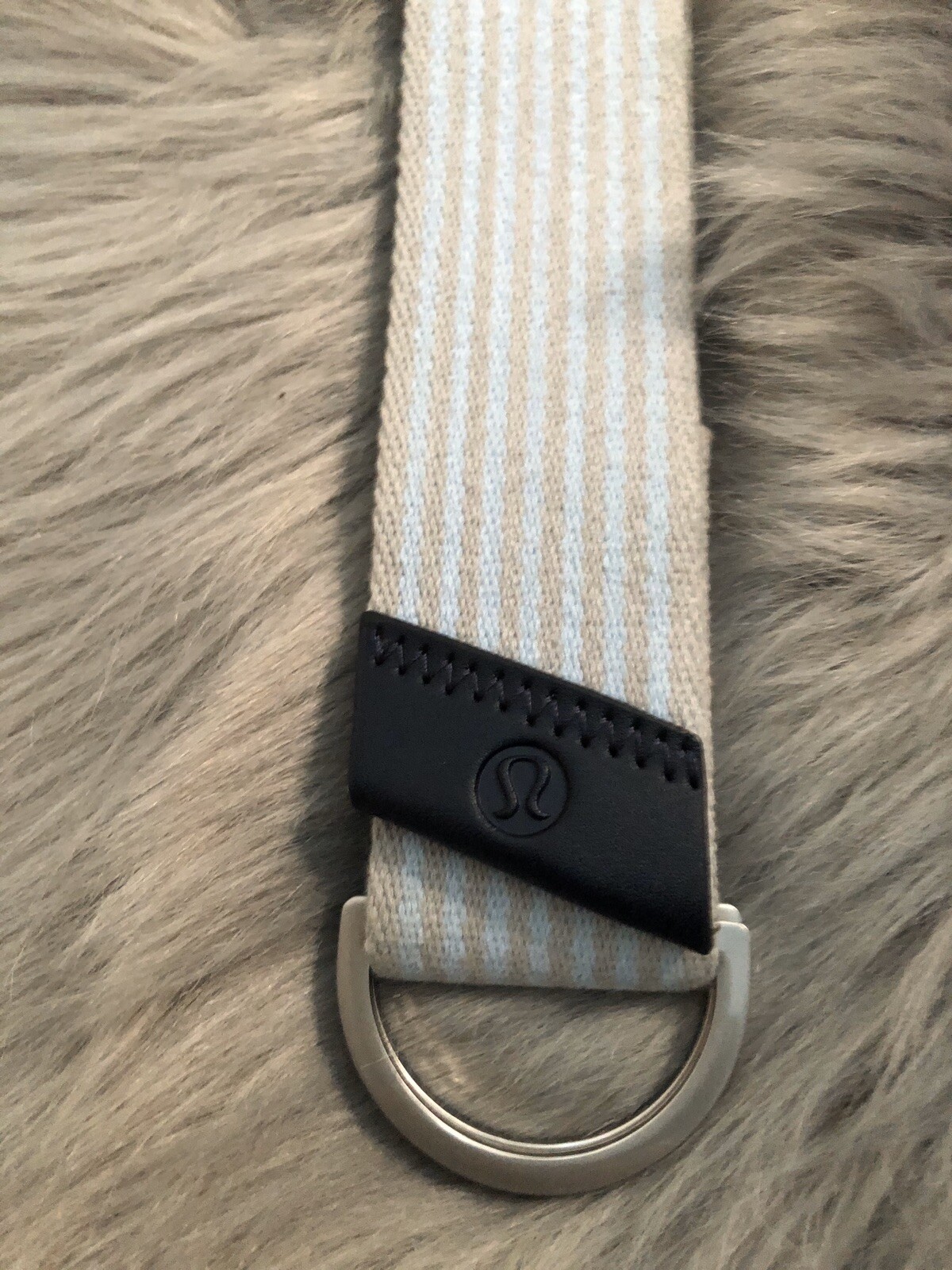 Lululemon Loop It Up Yoga Mat Strap Cotton Blue Gray Stripe Cinch Logo