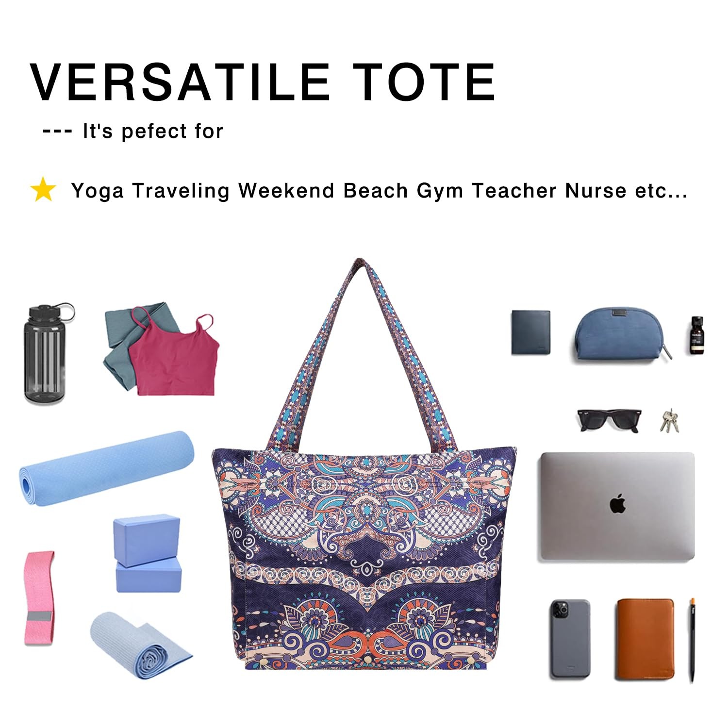 Yoga Mat Bag Carrier Tote With Zipper Pocket Workout Pilates Travel Gym Stuff