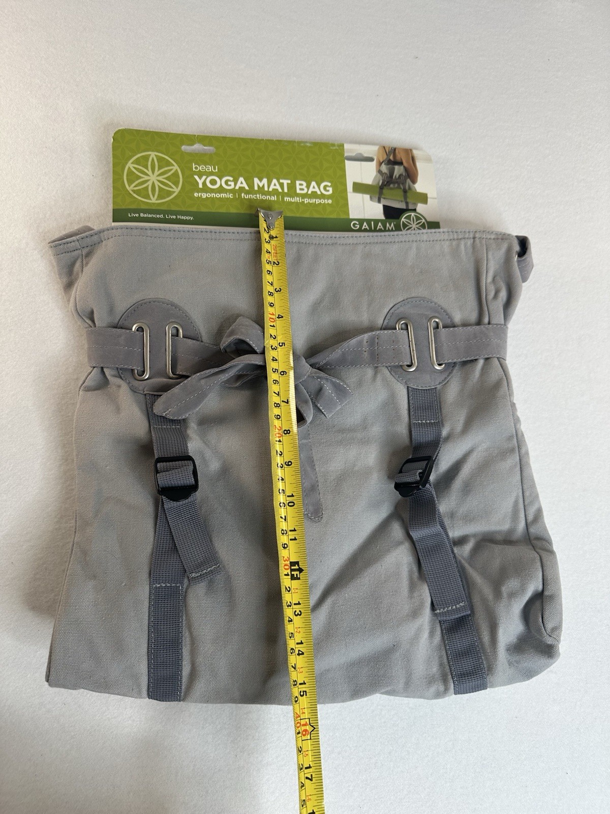 Gaiam Beau Yoga Mat Bag Gray Cotton Adjustable Carrying Strap Multi-purpose