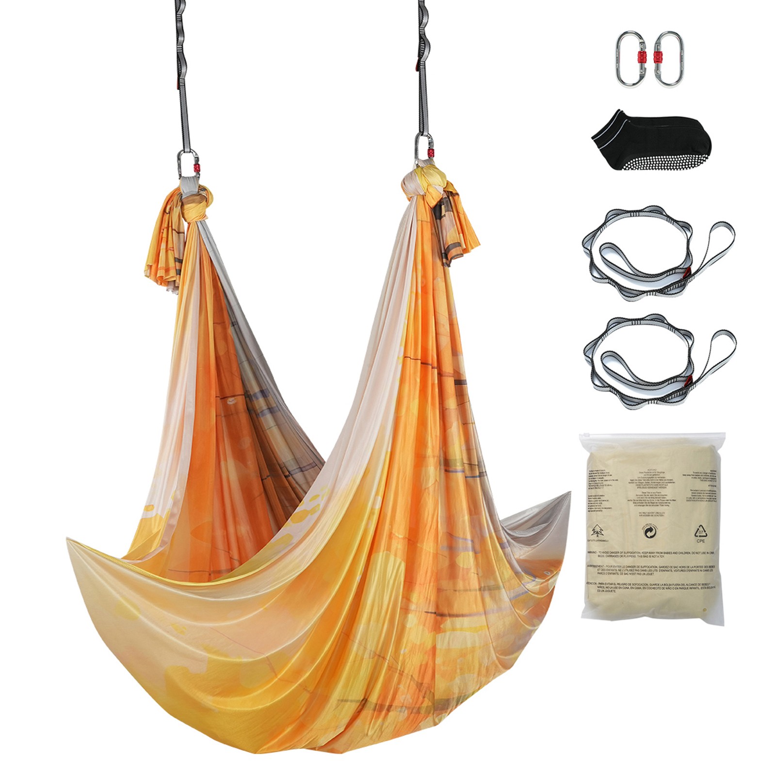 Uimoso Aerial Yoga Hammock 5.5 Yards Nylon Sling for Inversion Exercises, Gold