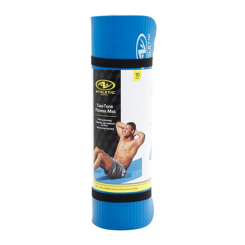 Two Tone Fitness Mat NBR Foam Extra Thick Carry Strap Slip Resistant Yoga New
