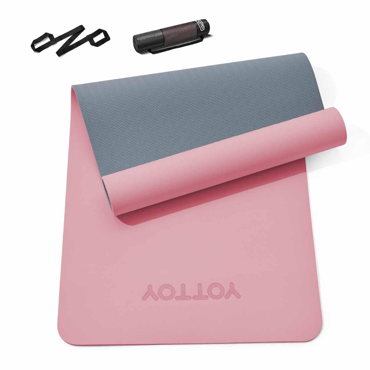 Yoga Mat, Non-Slip TPE Exercise Mat (1/4 Inch) for Pilates, Fitness & Barefoo…