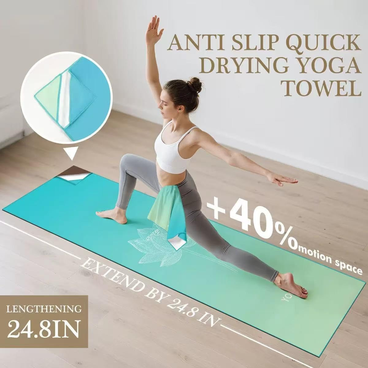 Yoga Towels, Non Slip Hot Yoga Mat Towel with Grip Dots,Super-Absorbent Soft Mic