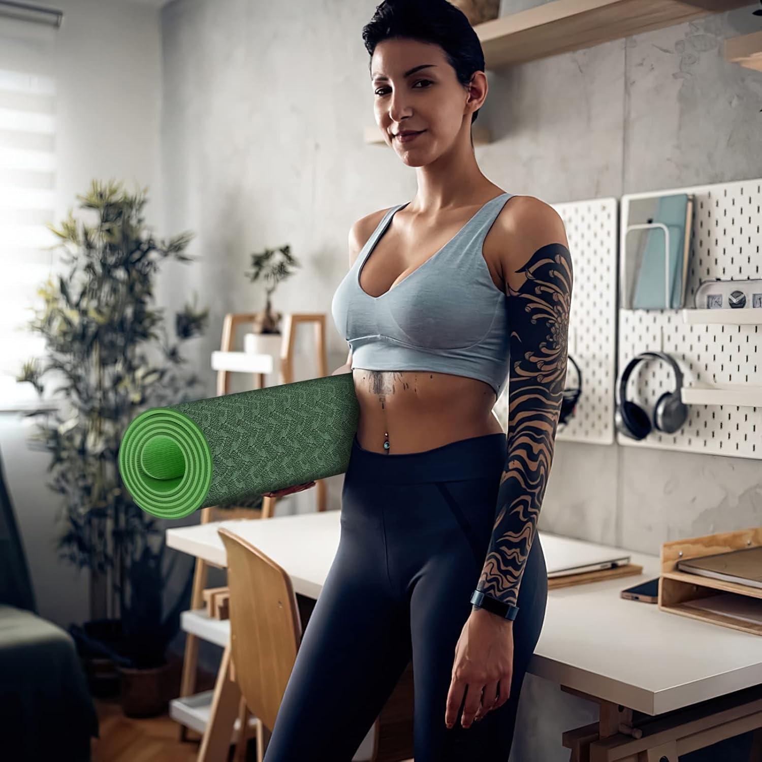 Premium Non-Slip 8mm TPE Yoga Mat Thick Eco Friendly Workout Pilates Mat 1/3&Prime;