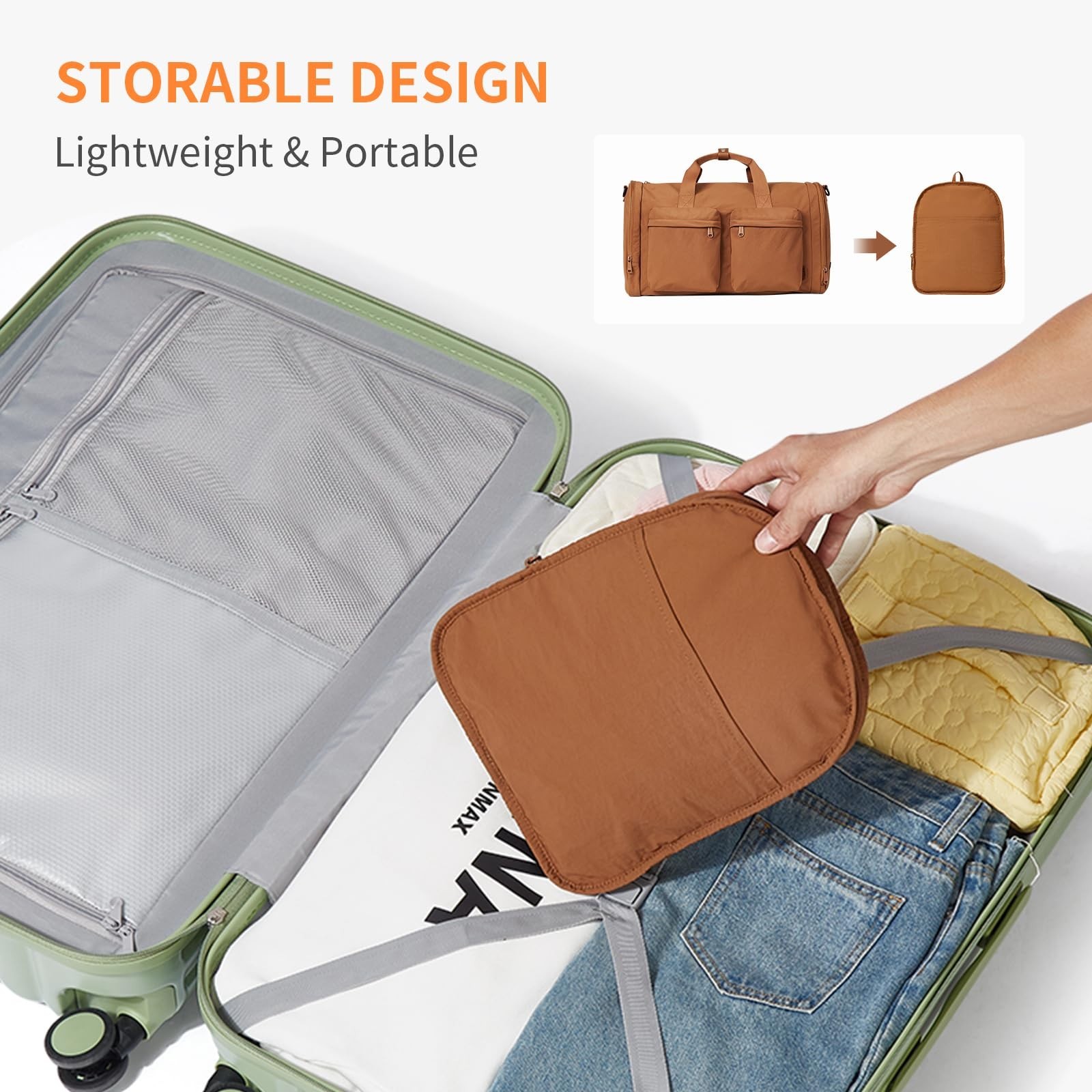 Aji Foldable Gym Bag for Women Men with Shoes Compartment, 3 in 1 Carry on Tr…