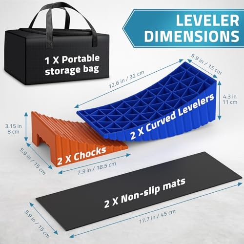 RV Camper Levelers, 2 Packs RV Leveling Blocks Heavy Duty & Blue-Orange