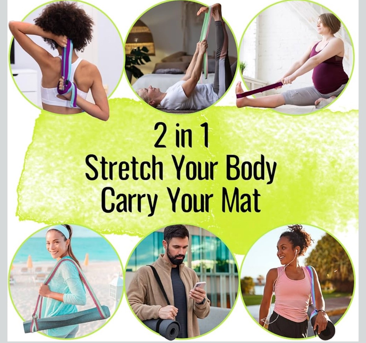 TECEUM Yoga Strap & Mat Strap – 2 IN 1 – Cotton – 10 ft..
