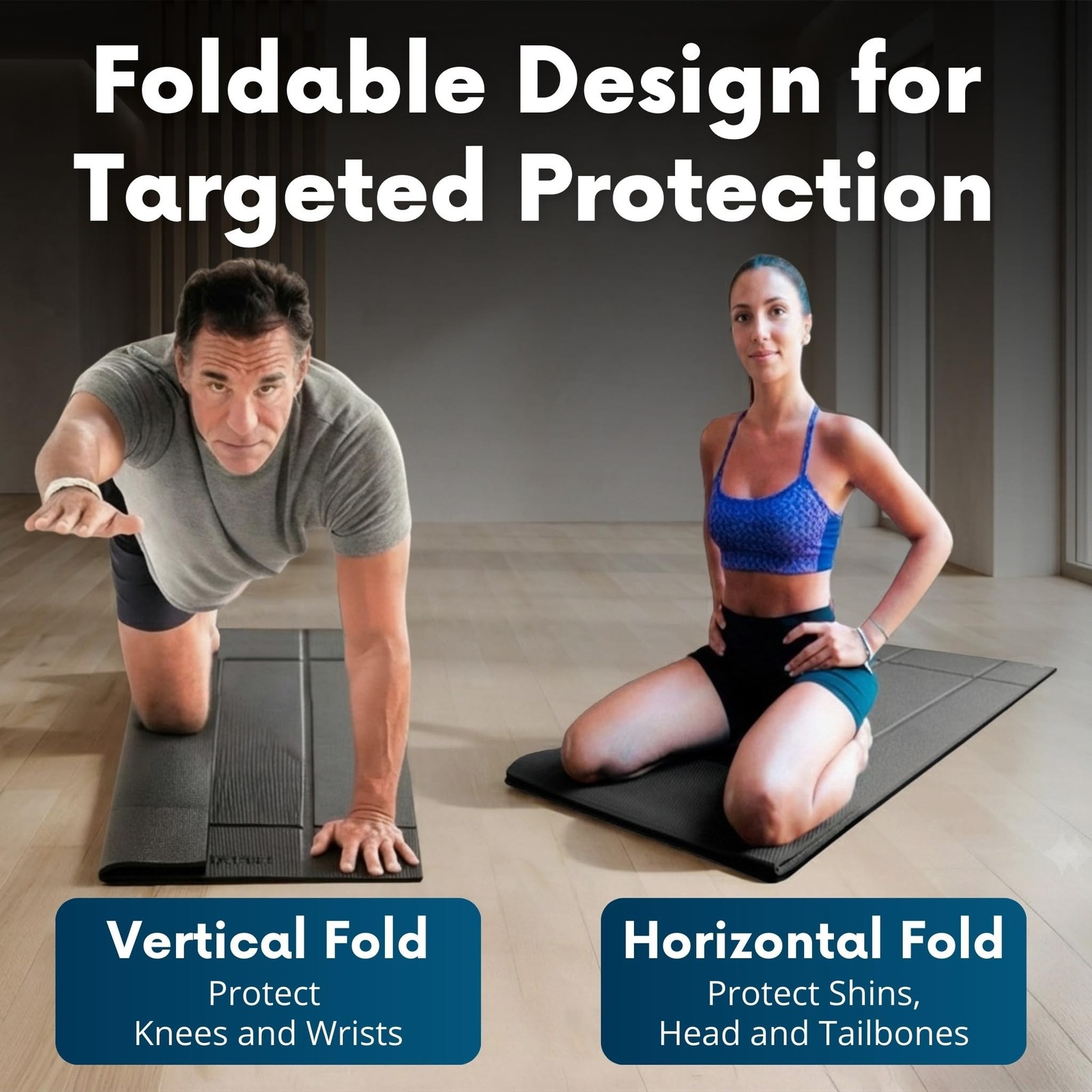 Foldable Yoga Mat Thick, in 6 Combinations; Greater Support and Protection fo…