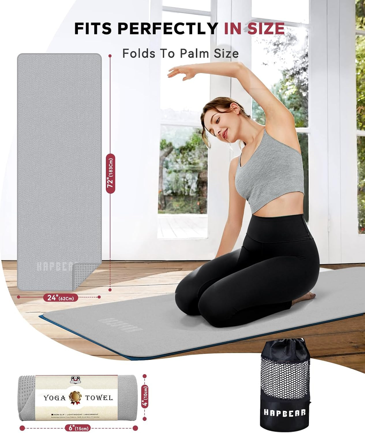 Hot Yoga Towel – Non Slip Yoga Mat Towel with Grip Dot, Super-Absorbent, Soft Mi