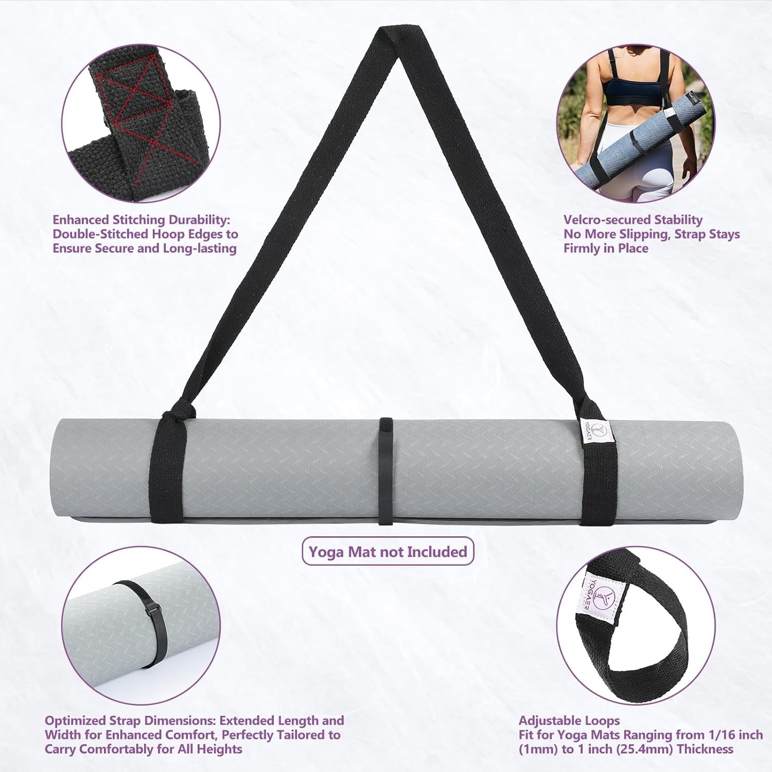 Adjustable Heavy-Duty Yoga Mat Carrier Strap – Secure & Portable Design