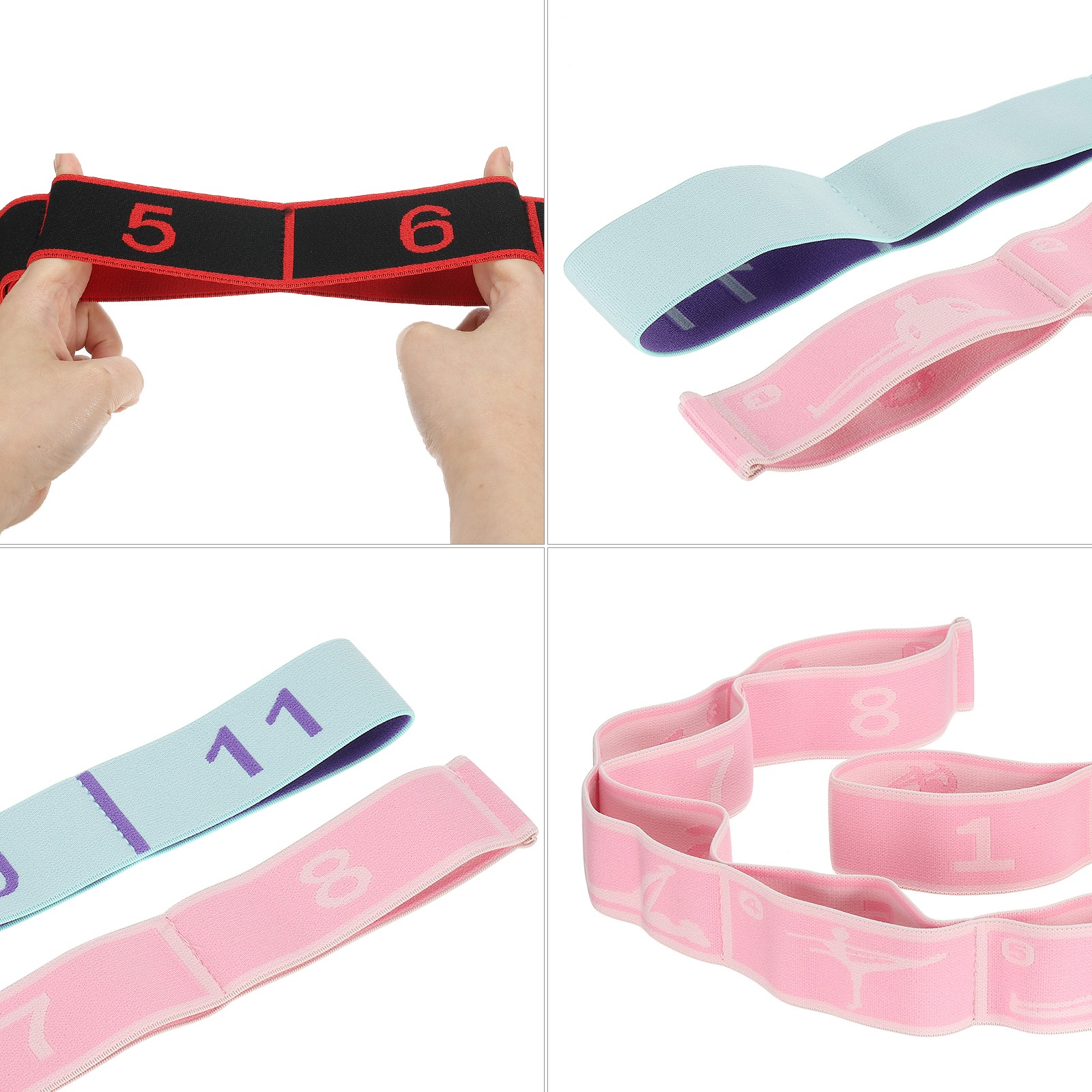 35.4 Inch 2 Pcs Exercise Bands Yoga Stretching Strap Latin Elastic Black/Red