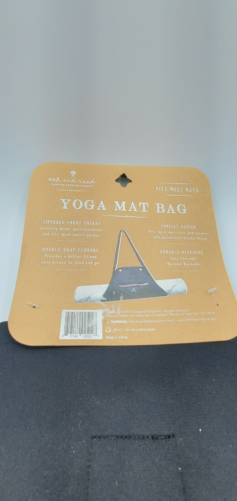 Oak And Reed Neoprene Yoga Mat Bag Fits Most Mats Durable Zippered Pocket black