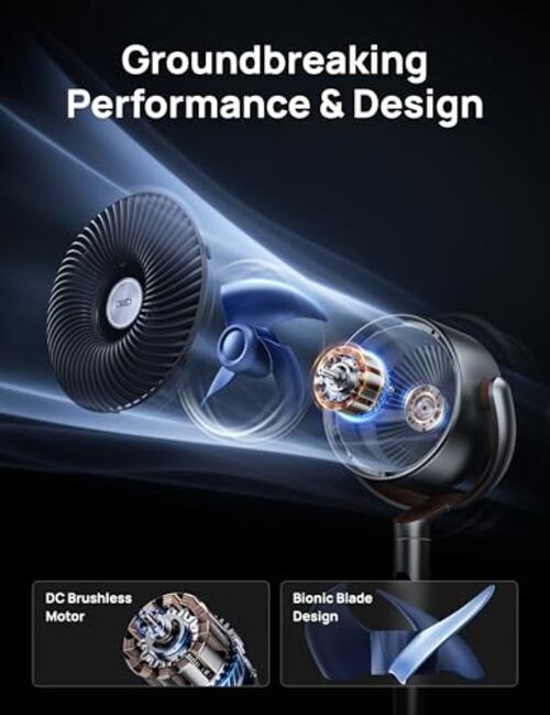 DREO Fan for Bedroom, 120°+120°Omni-directional Oscillating Fan, 90ft, Silver