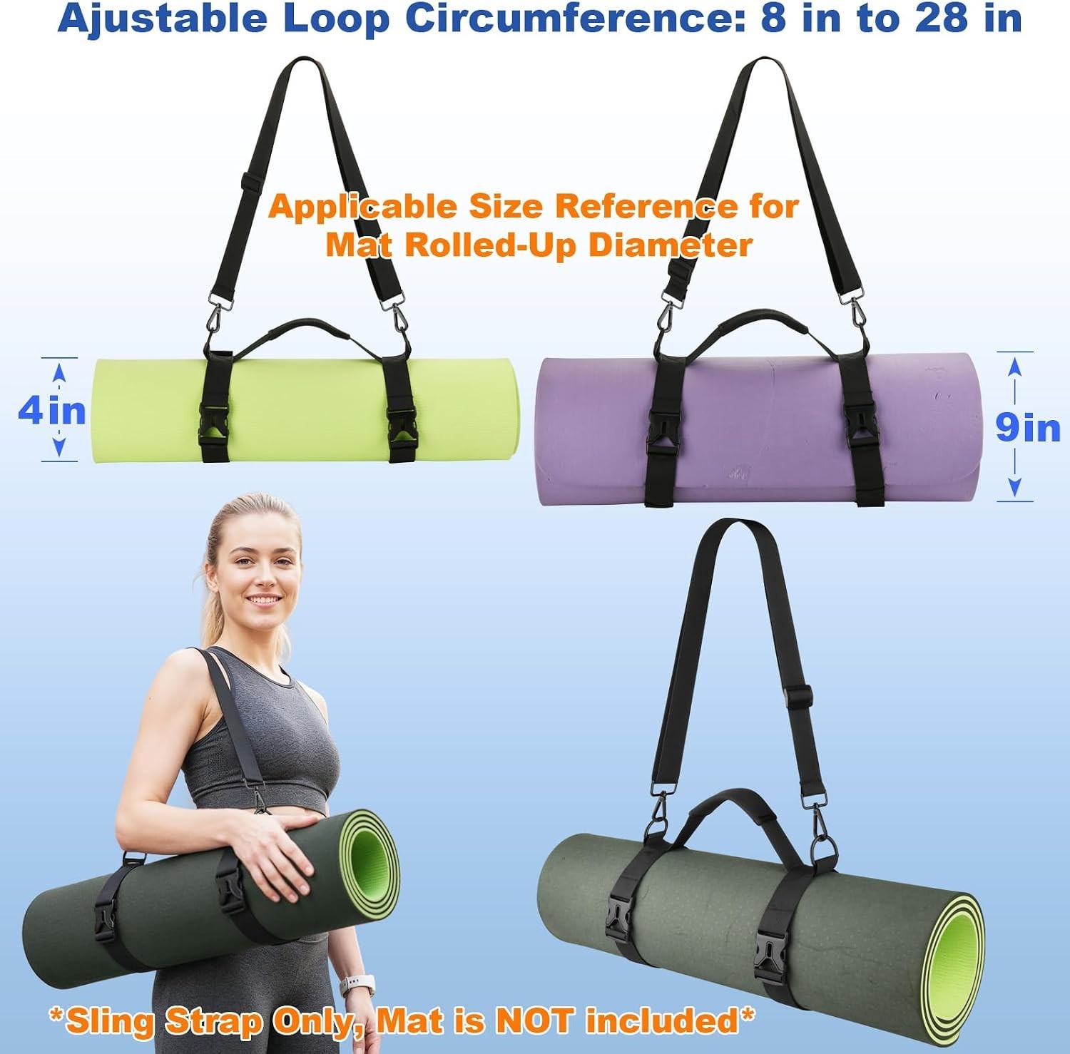 Adjustable Yoga Mat Strap – Portable Sling for Festivals