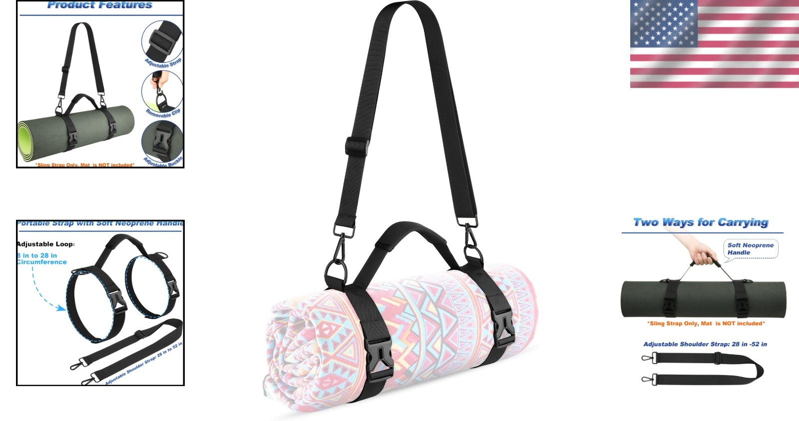 Adjustable Yoga Mat Strap – Portable Sling for Festivals