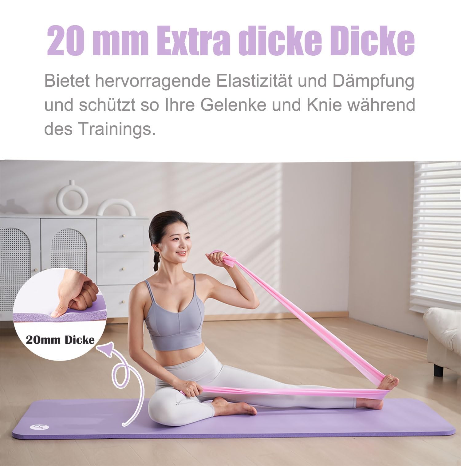 Thick Yoga Mat 195×61×2cm NBR Fitness Mat Gymnastics Mat for Pilates Gym W…