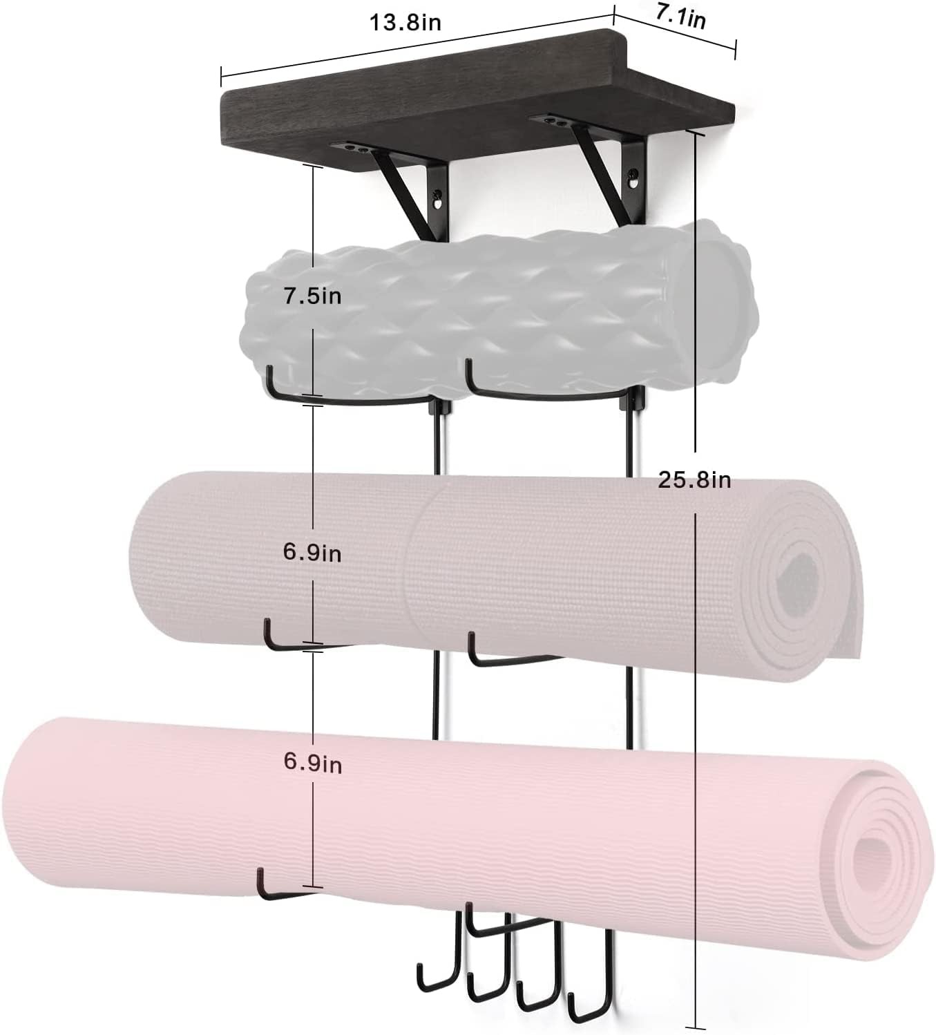 VINAEMO Yoga Mat Holder Accessories Wall Mount Organizer Black (matel)