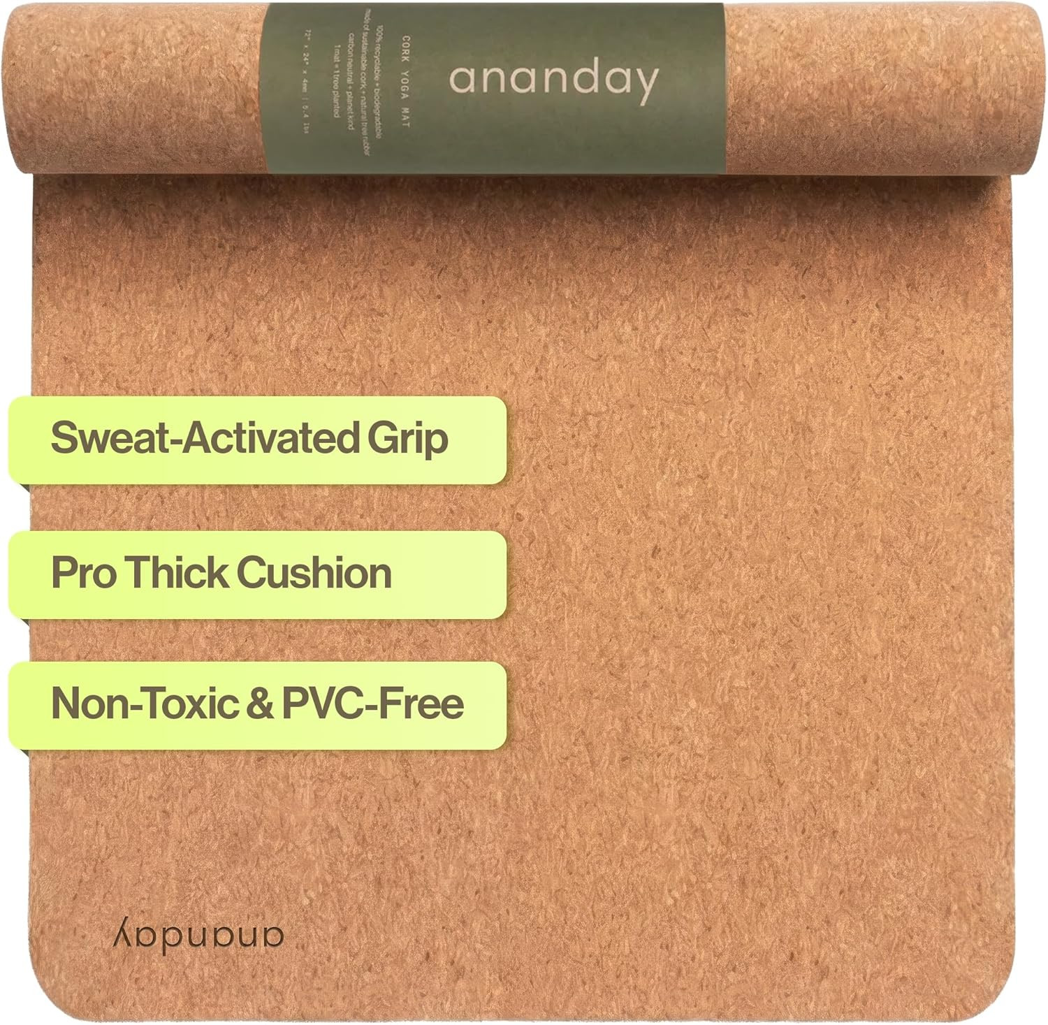 Eco-Friendly Cork Yoga Mat – Non-Slip, Cushioned for Hot Yoga & Pilates