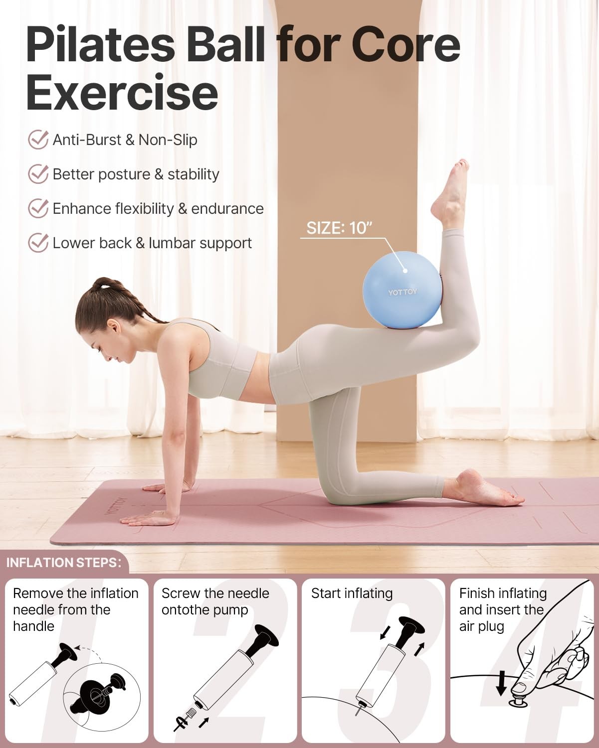 13.5 Inch Pilates Ring and Ball Set, Figure 8 Resistance Bands, Stretch Bands…