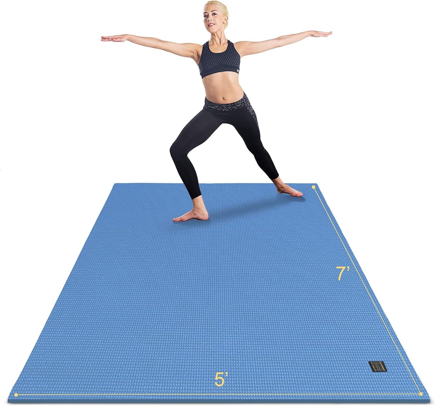 Extra Thick 9mm Yoga Mat Blue Sky 7×5 Ft Non-Slip Memory Foam Home Gym Flooring