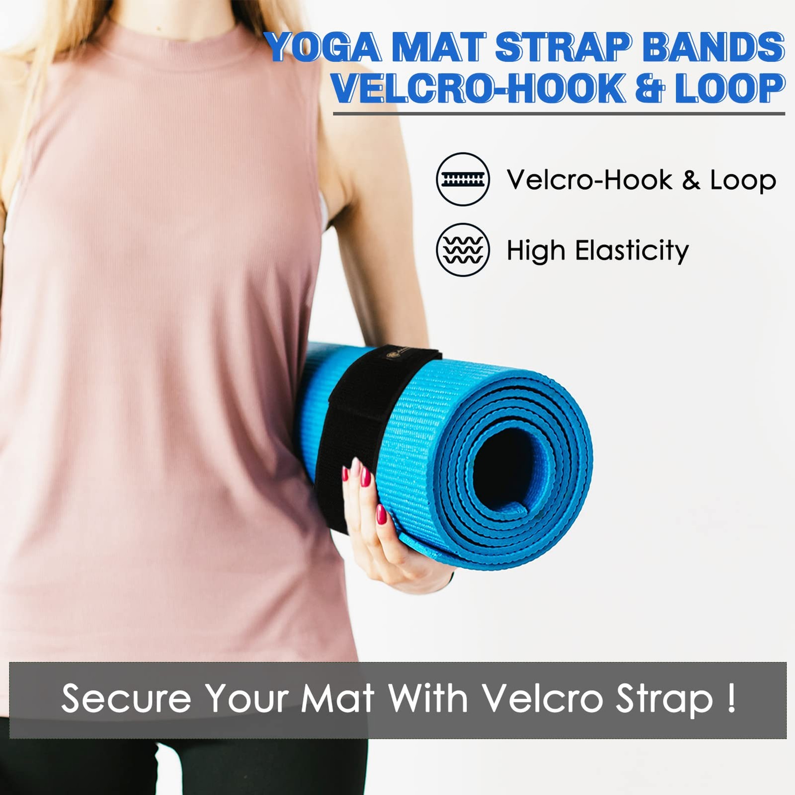 Yoga Mat Strap,Heavy Duty Bungee Straps Band,Wrap Organizer for Yoga Mat/Workout