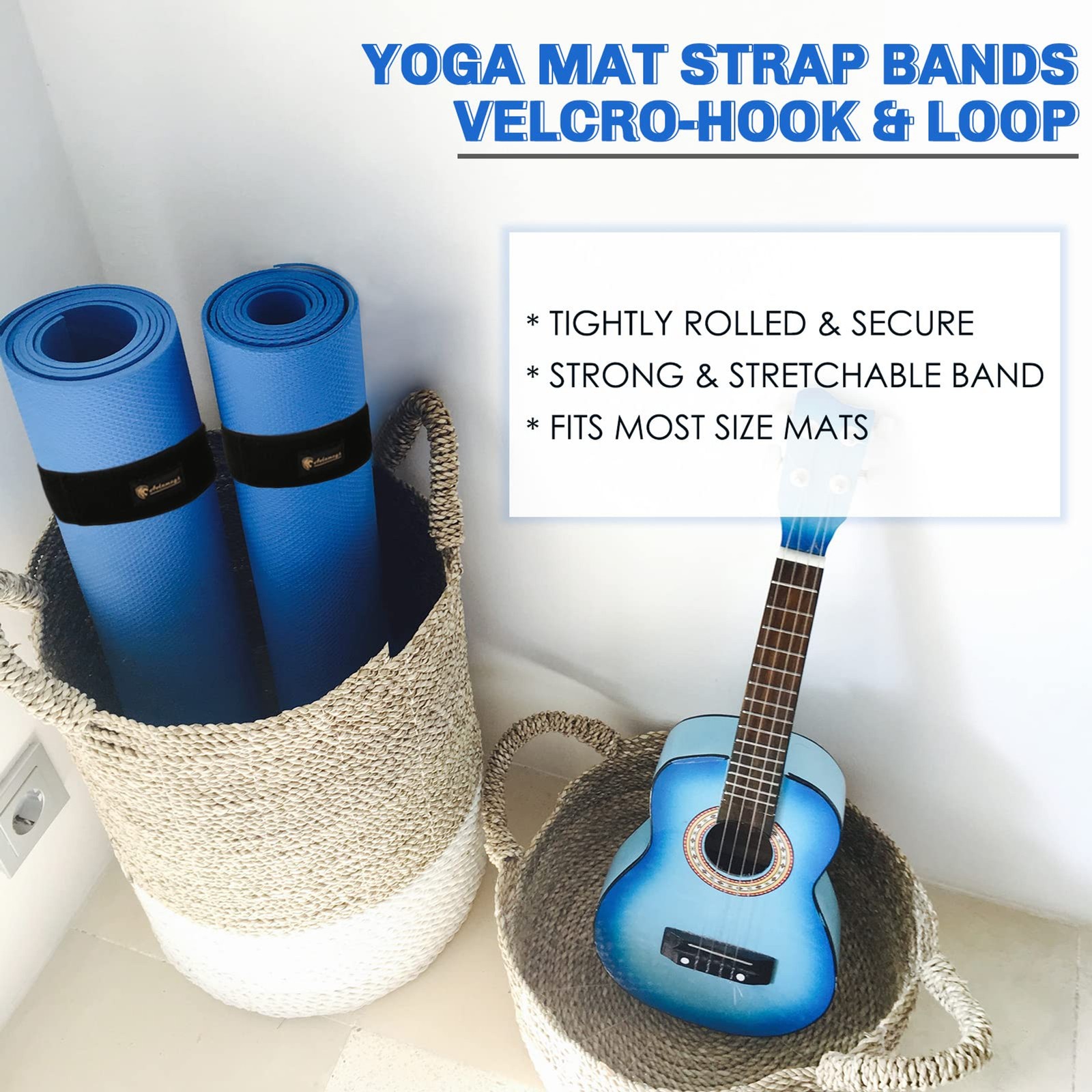 Yoga Mat Strap,Heavy Duty Bungee Straps Band,Wrap Organizer for Yoga Mat/Workout