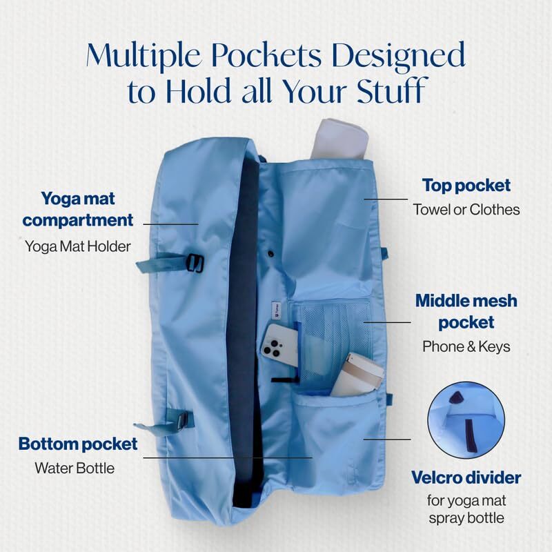 Yoga Mat Bag with Adjustable Shoulder Strap – Yoga Mat Carrier Fits rolled ma…