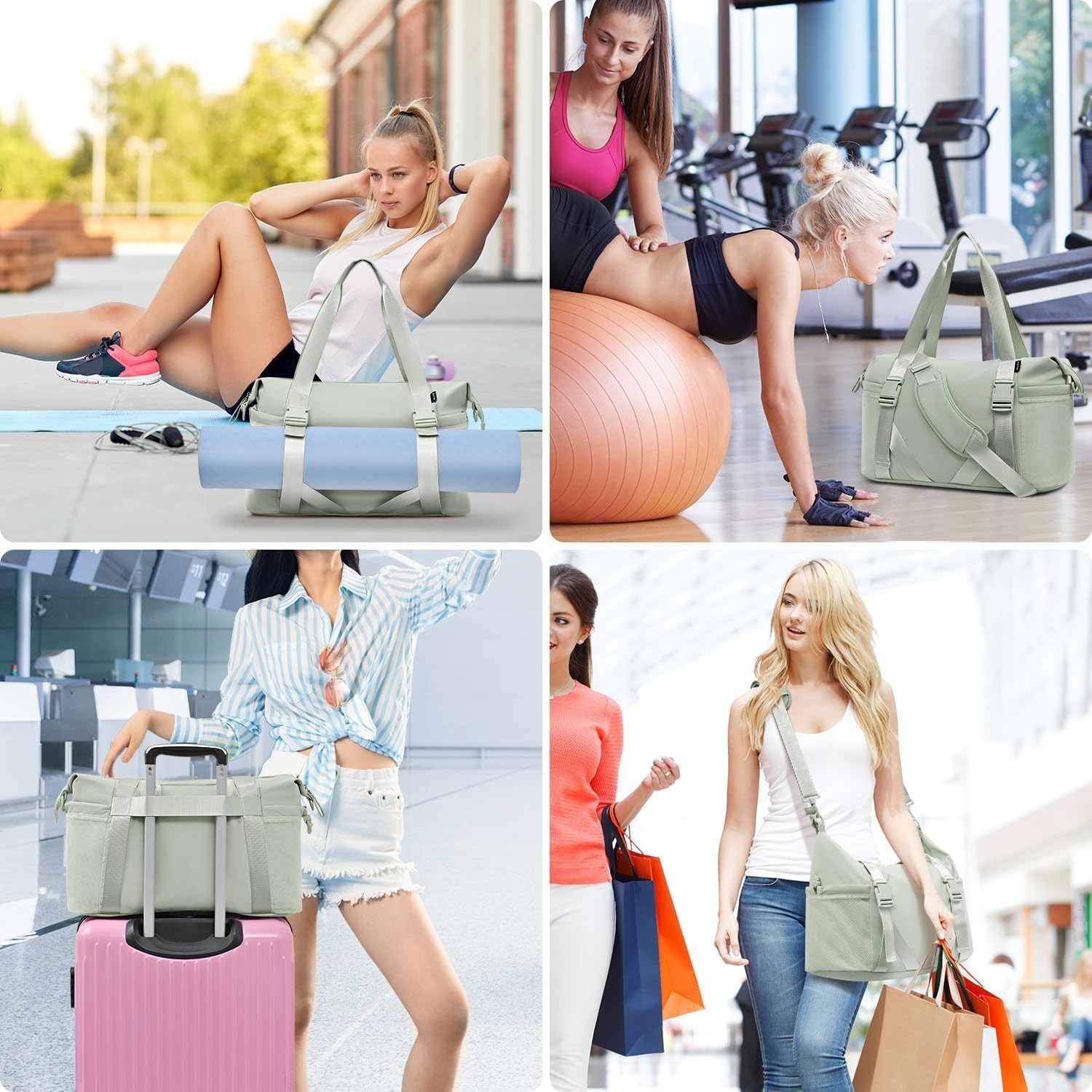 MAXTOP Women&rsquo;s Gym Yoga Duffle Bag with Shoe Pouch,Multi-Purpose Overnight Tr…