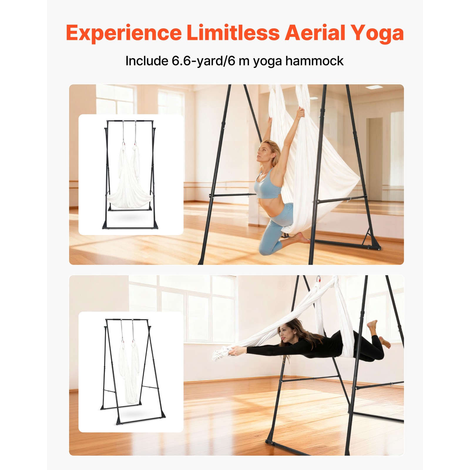 Uimoso Yoga Stand Frame 440 lbs Capacity with 6.6-Yard Aerial Hammock