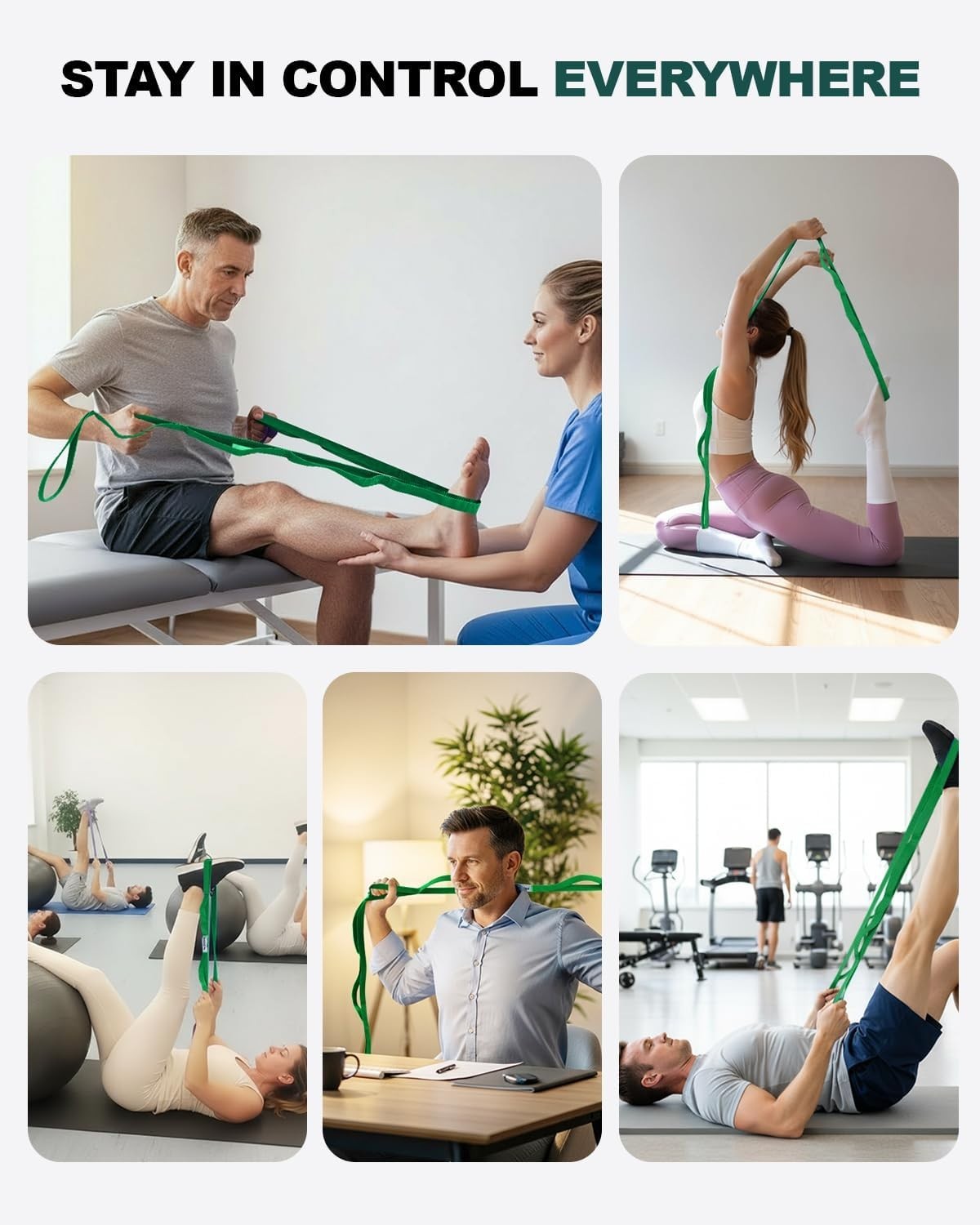 Sturdy Stretching Strap: Ideal for Knee Rehabilitation and Home Yoga Practice