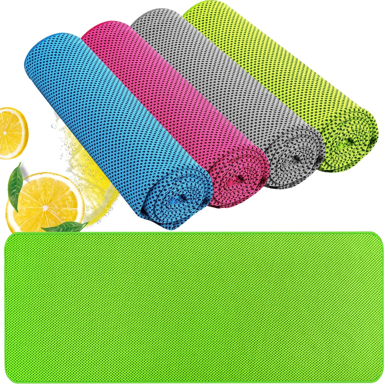 Cooling Towels for Neck/Face Ice 40 inches x 12 inches, Blue/Pink/Grey/Green