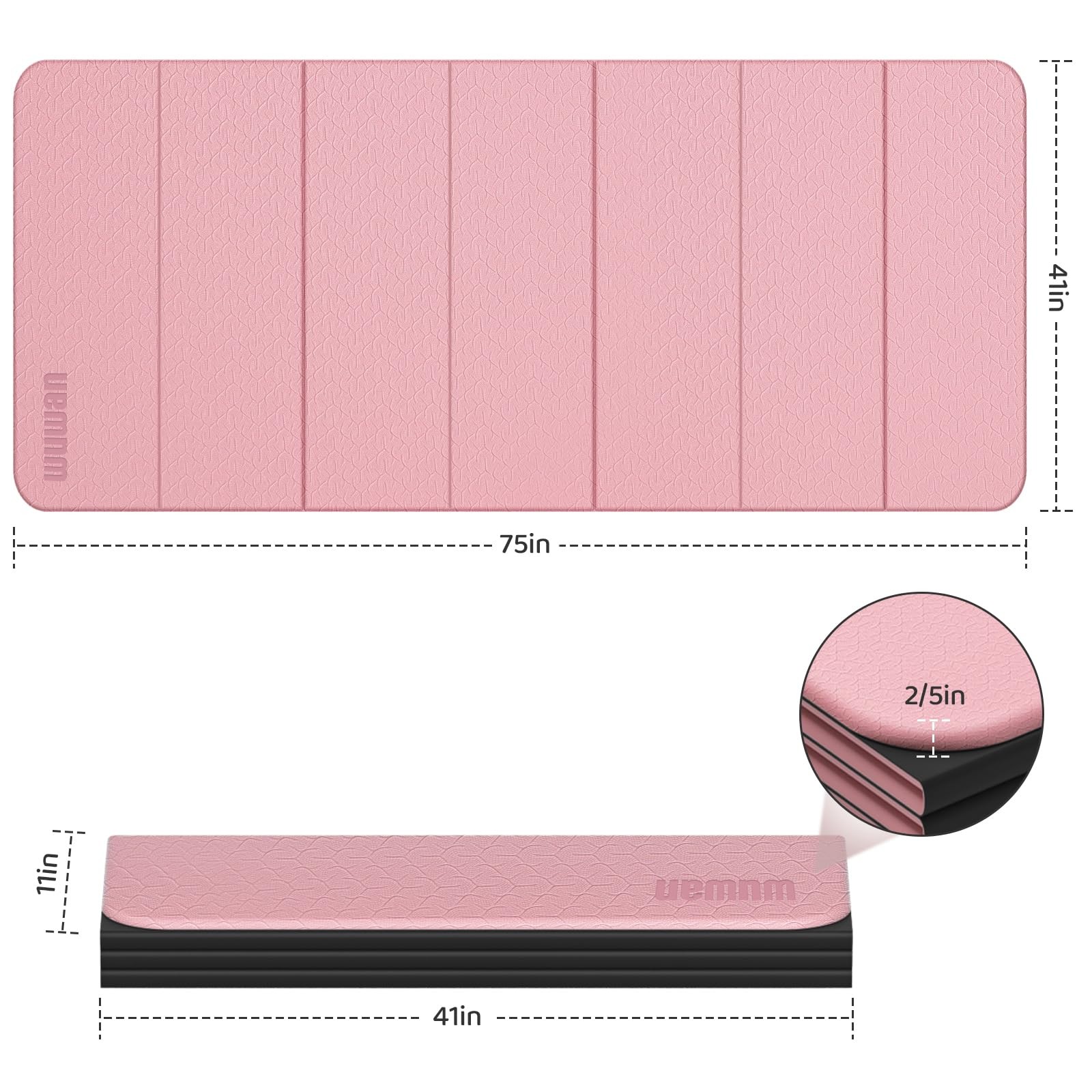 Foldable TPE Yoga Mat Thick 10mm,75&Prime; x40&Prime;Extra Large Exercise Mats