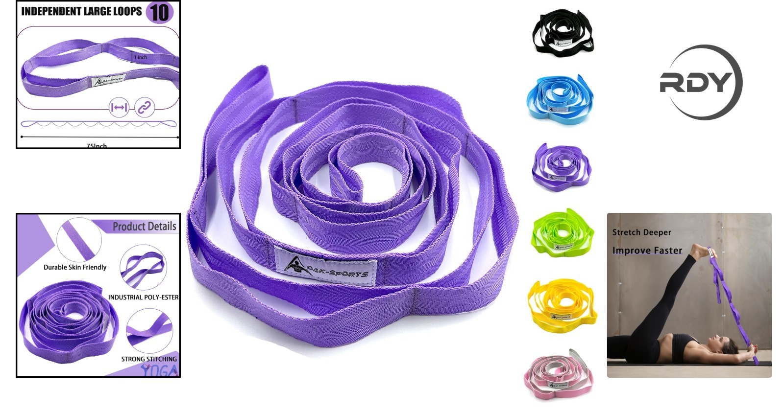Multifunctional Stretching Strap in Elegant Purple – Perfect for Dance & Pilates
