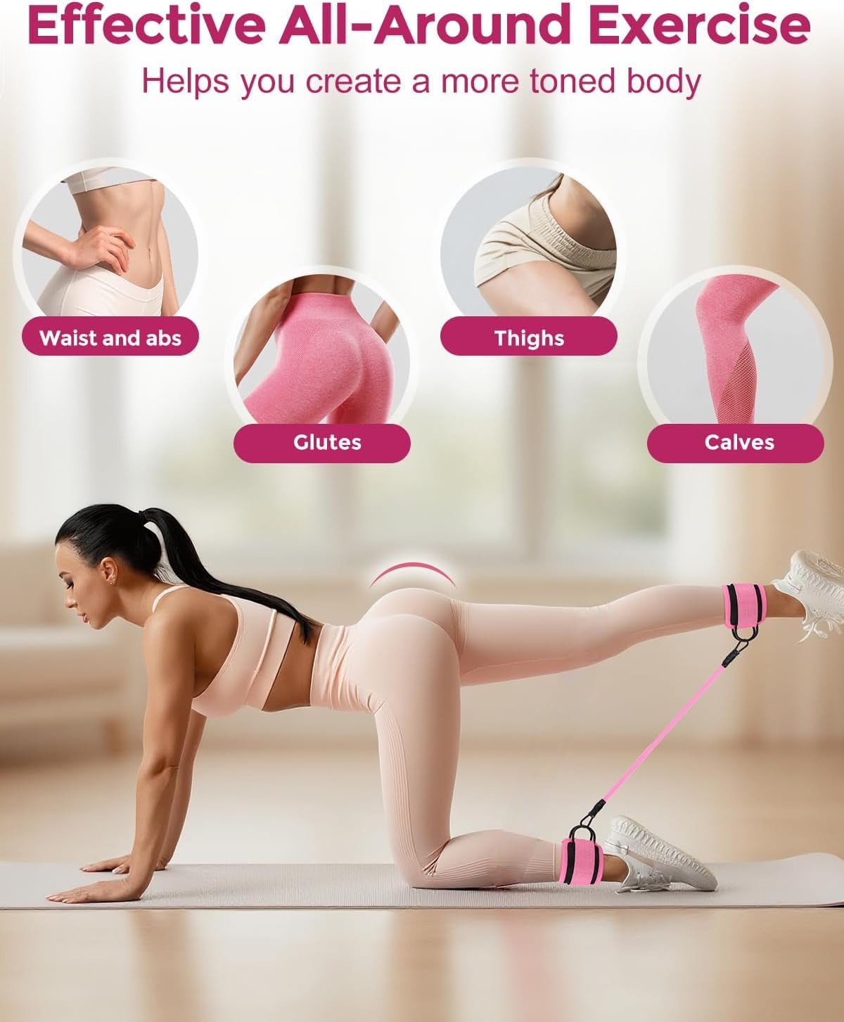 Home Pilates Essentials Kit for Women, Magic Circle Pilates Equipment Ring and B
