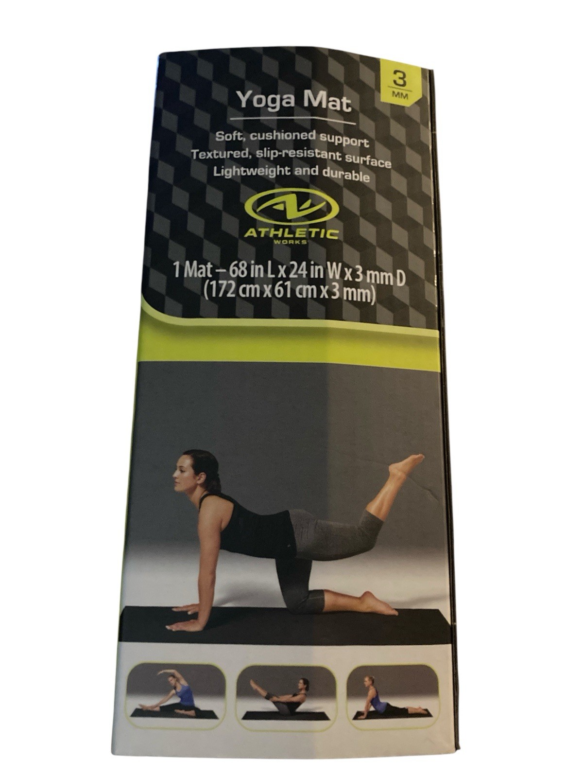 Adult Unisex YOGA Non Slip Exercise Mat 3MM 68&Prime;x24&Prime; Dark Gray