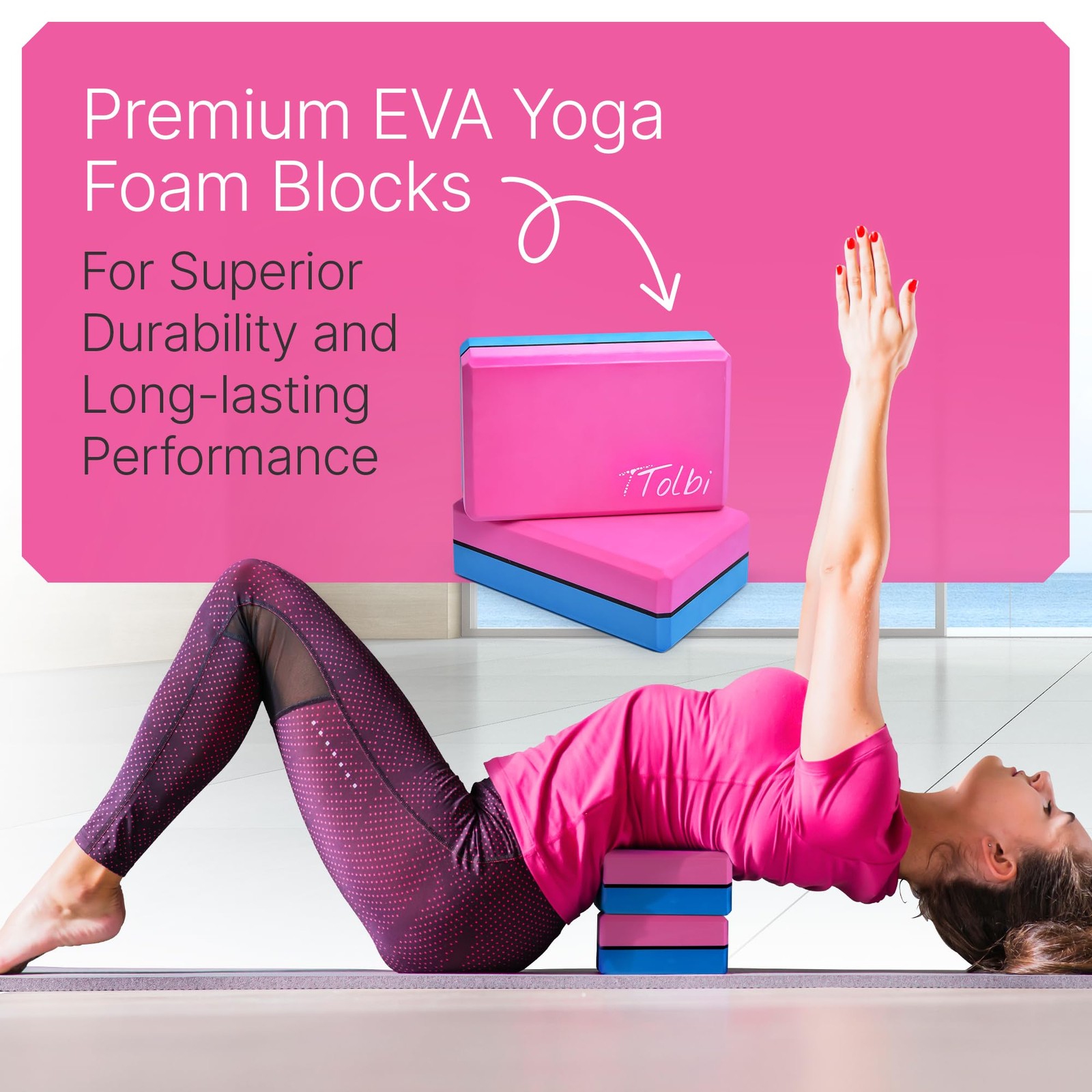 Yoga Starter Kit – Yoga Blocks 2 Pack, Strap & 2 Knee Pad Cushions