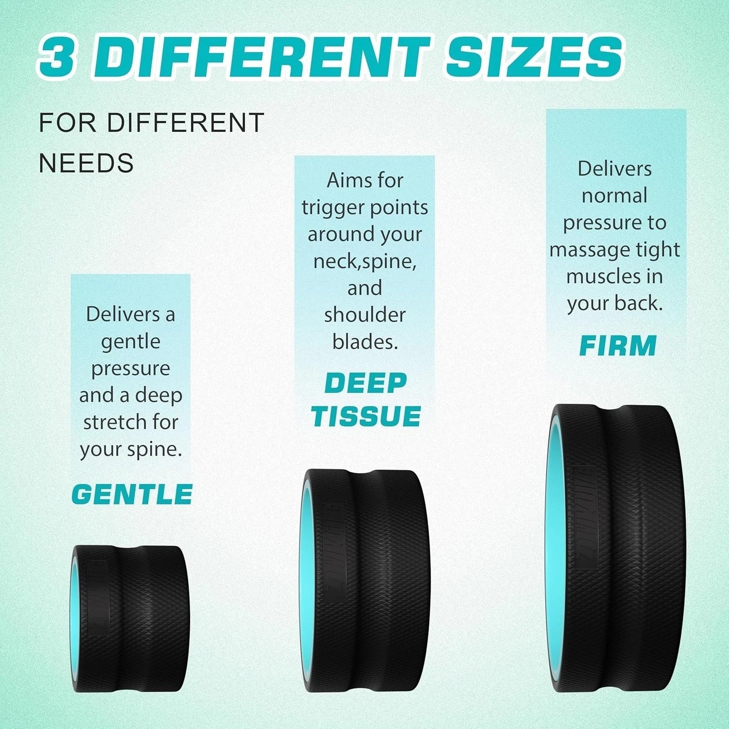 Versatile 3-Pack Yoga Wheels for Targeted Back Pain Relief and Muscle Recovery