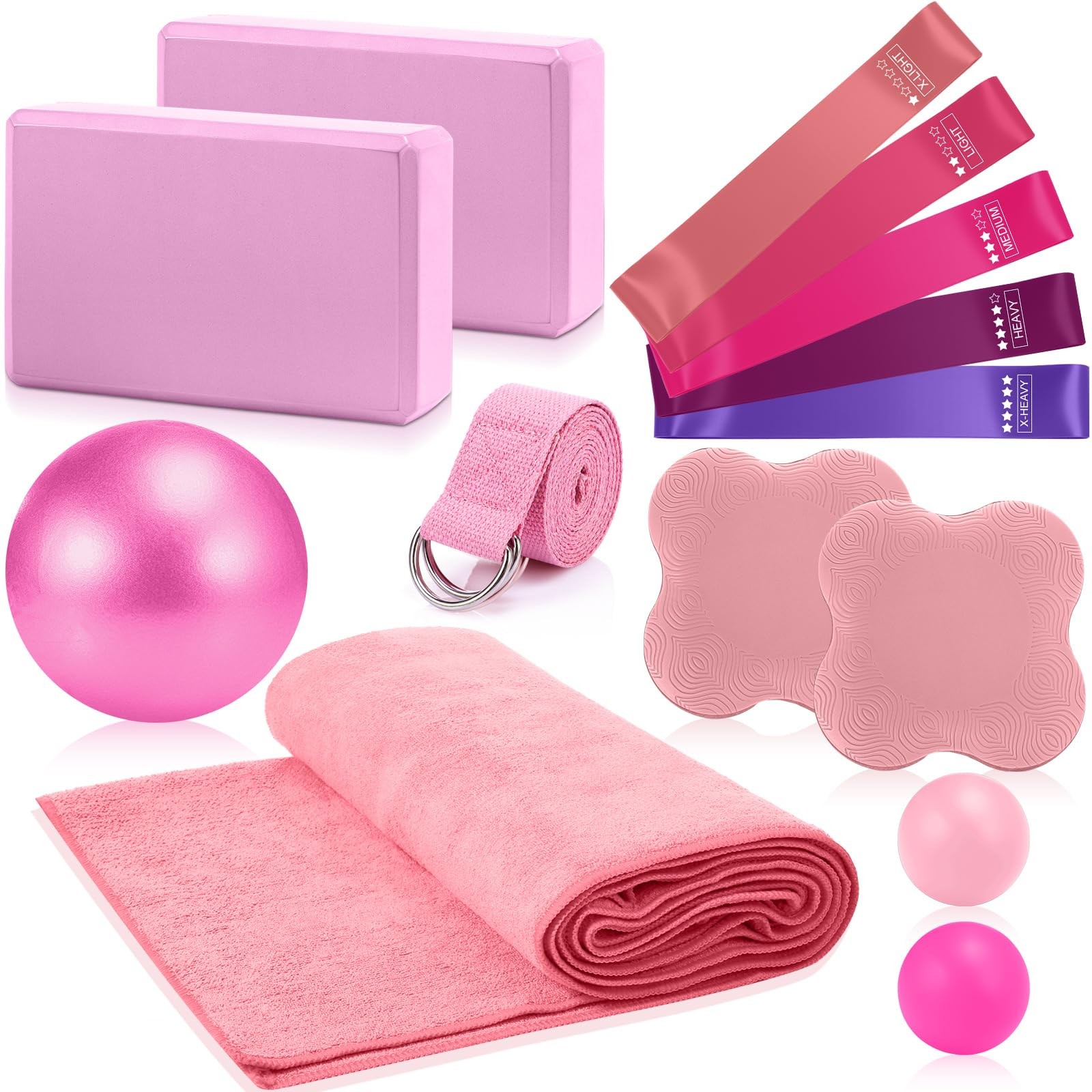 14 Pcs Yoga Kits for Home Workouts Pilates Equipment Set for Women Beginners,…