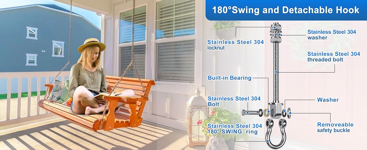 2Pcs Heavy Duty Swing Hangers with Bearings Stainless Steel Swing Hardware for