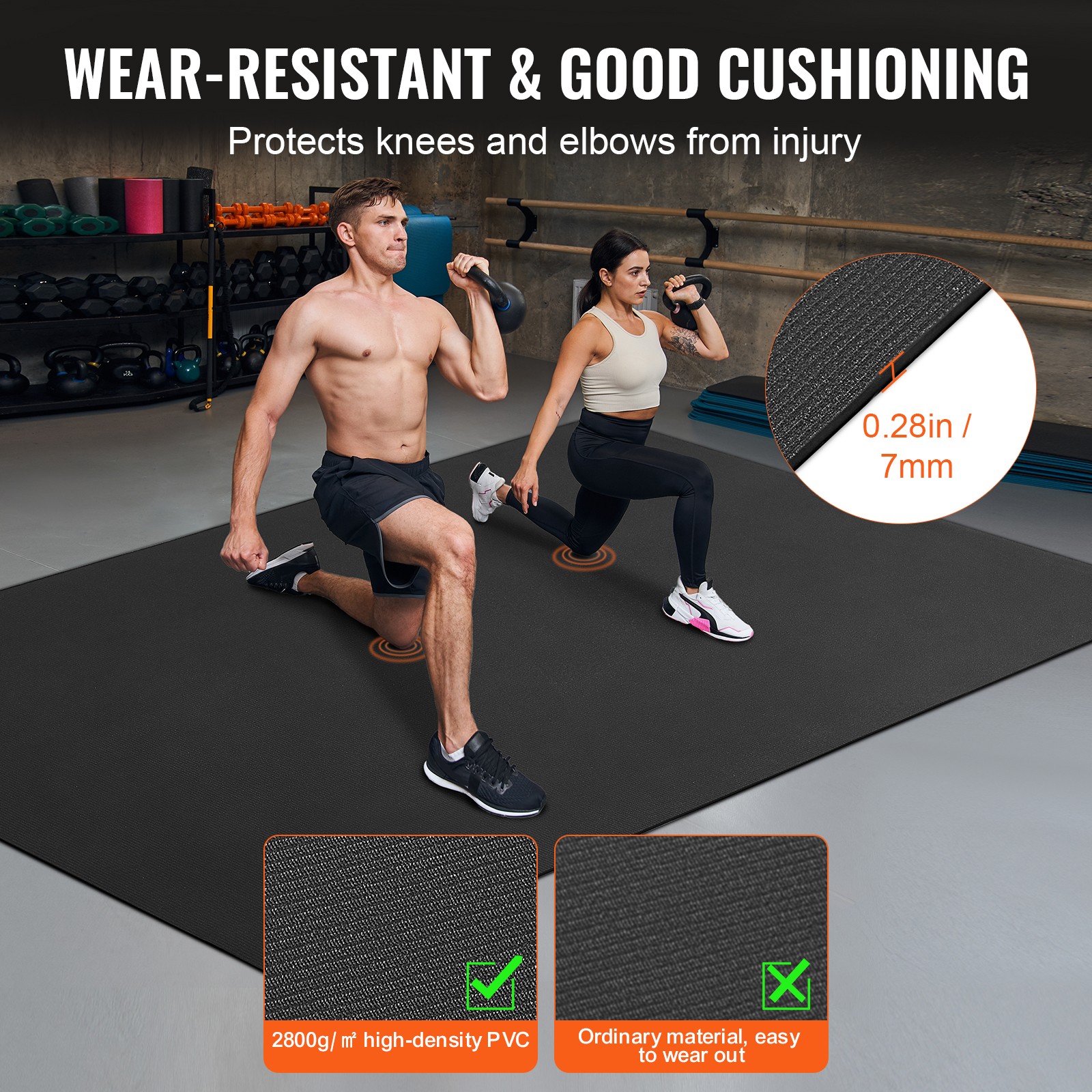 Exercise Mat Non Slip Yoga Mat Gym Fitness Pilate Workout Mat (9x6ft)