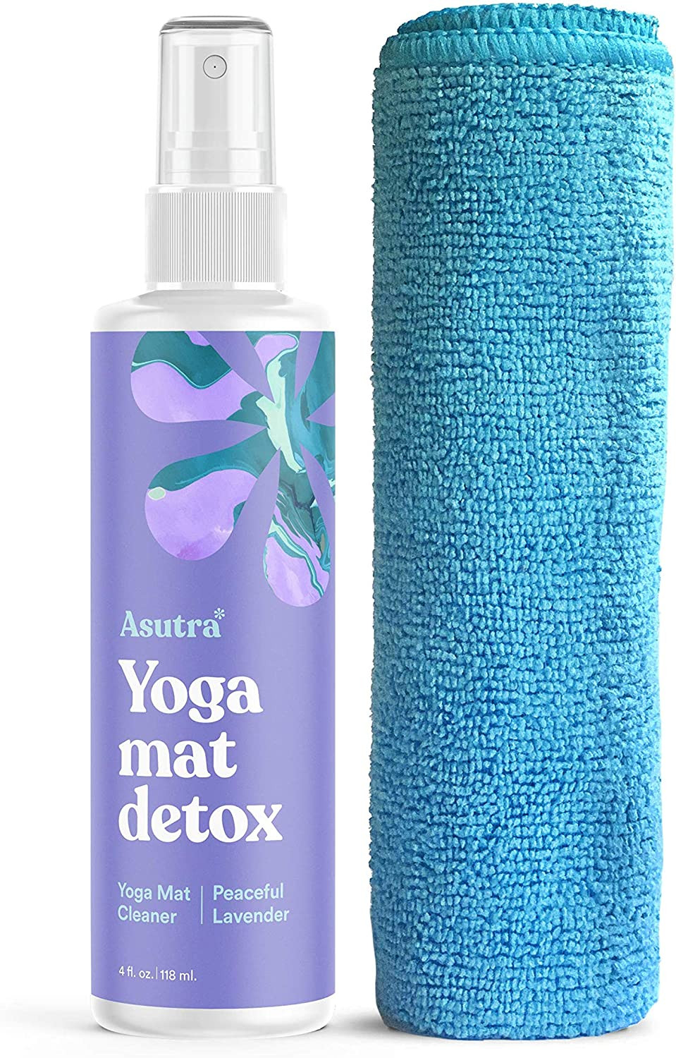Yoga Mat Cleaner Spray (Peaceful Lavender), 4 fl oz – No Slippery Residue, Organ