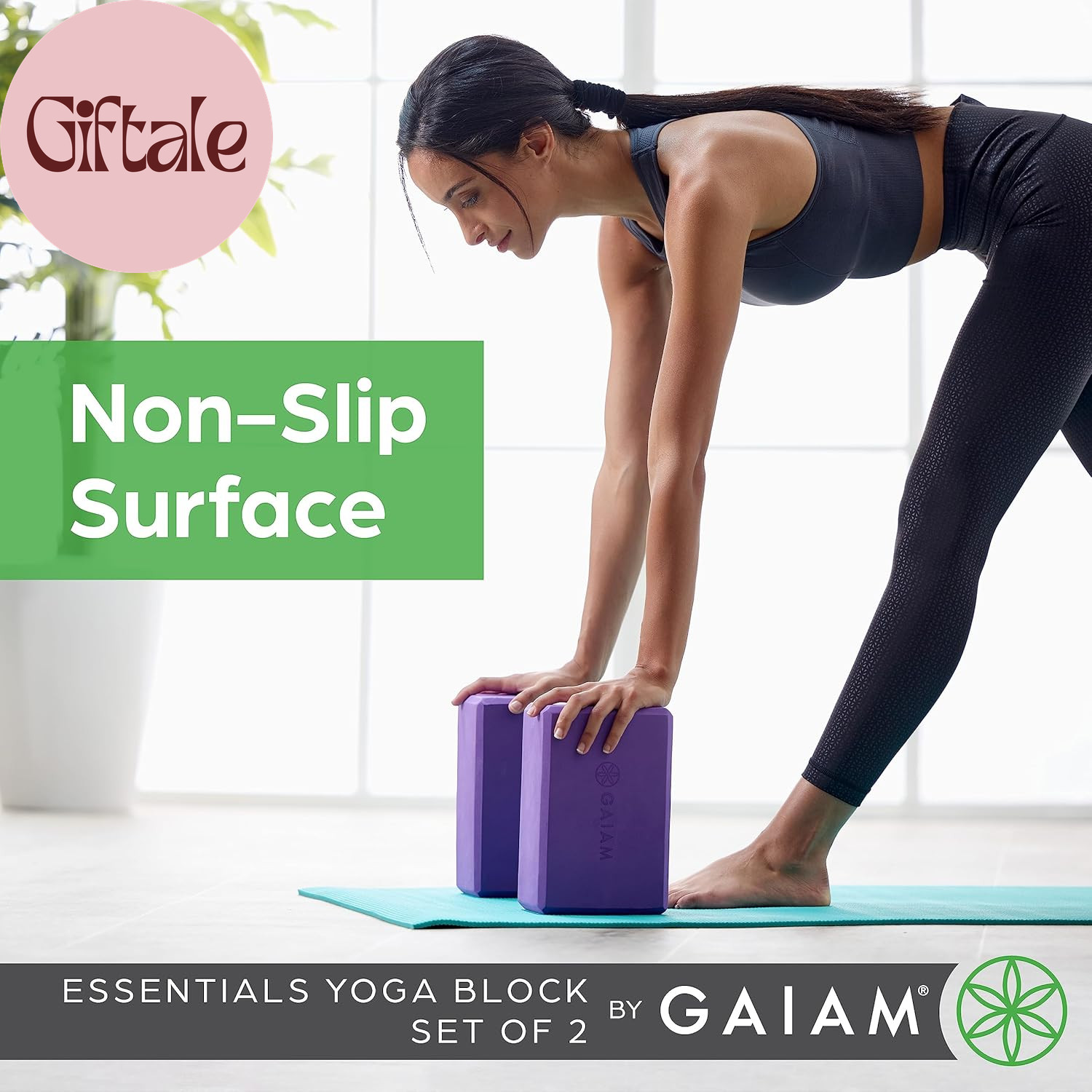 Yoga Block – Supportive Latex-Free Eva Foam – Soft Non-Slip Surface with Beveled